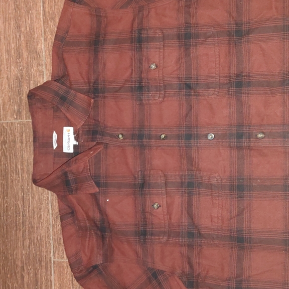 Carhartt Mens Flannel Shirt Plaid Button Down Original Fit Long Sleeve XL Tall - Picture 3 of 11
